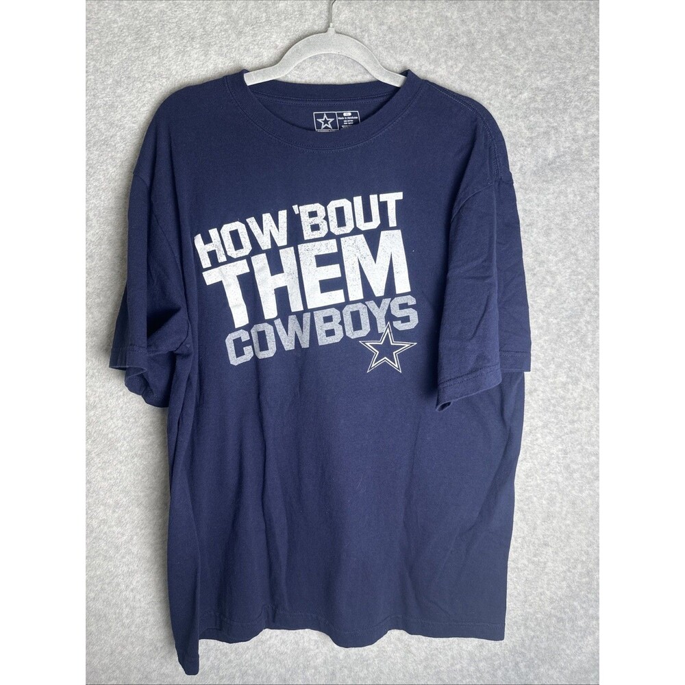 Dallas Cowboys How Bout Them Cowboys Mens XL Official Logo Team Fan T-Shirt Blue